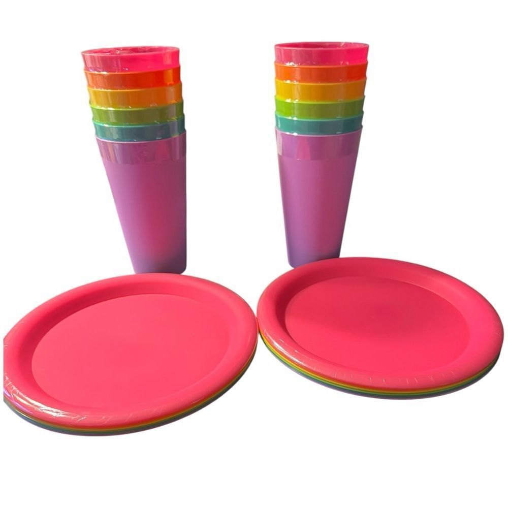The Spring Shop Vibrant Pink and Multicolor Tableware Set